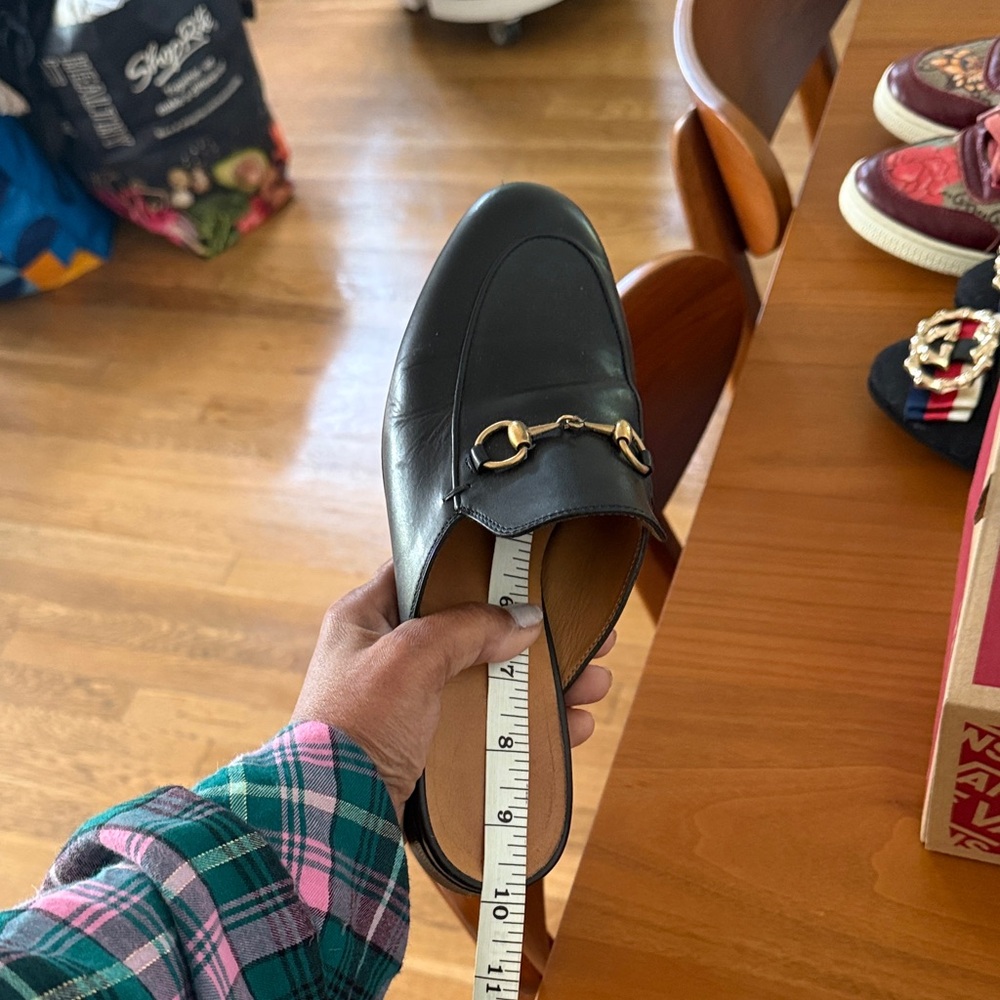 Gucci Black Leather Horsebit Mules with Gold Hardware - Picture 12 of 12